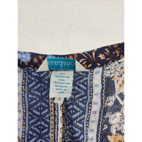 Sundance Boho Tunic Dress Long Sleeve Blue Floral Womens Size S Flowy - Picture 6 of 12